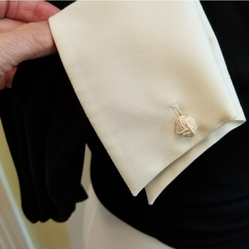 Lafayette 148 New York Black Wrap Blouse with White Collar - Picture 5 of 12